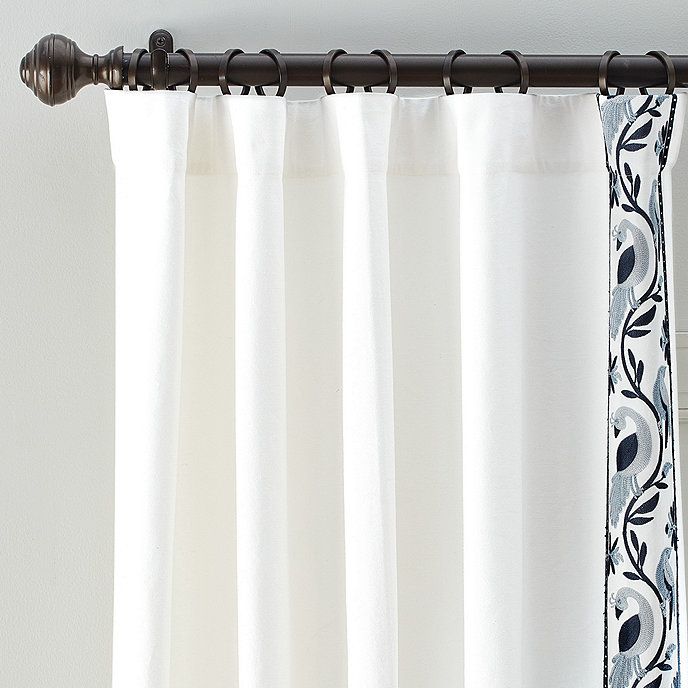 Avian Crewel Border Cotton Curtains Rod Pocket Panels Set of 2 | Ballard Designs, Inc.