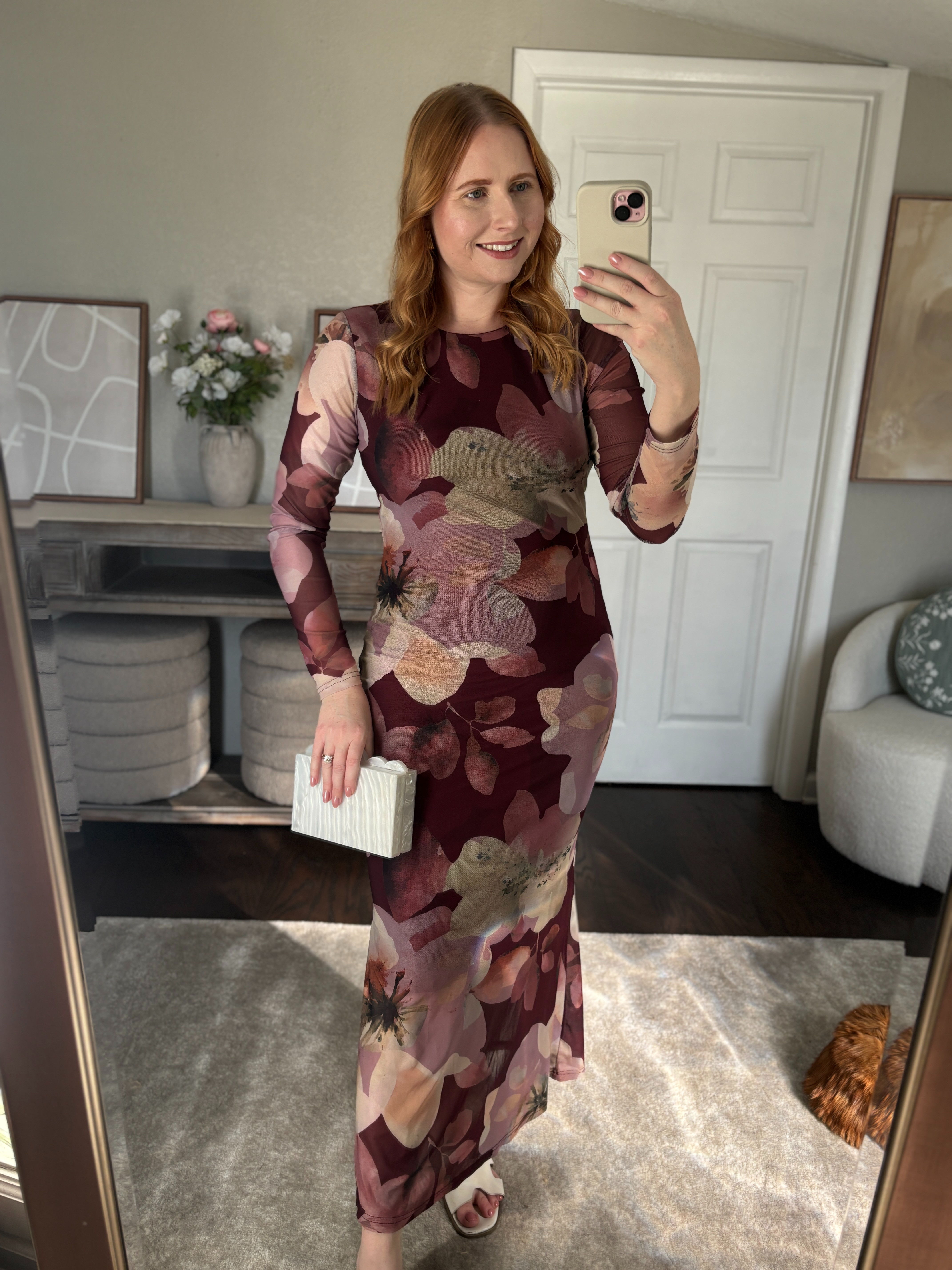 spring wedding guest dress - size medium! love this print, doubled lined, mesh long sleeves - flattering and affordable from Amazon. Already wore this once to a wedding this year! 10/10 from me. 

 #LTKgrwm #LTKSeasonal #LTKWedding