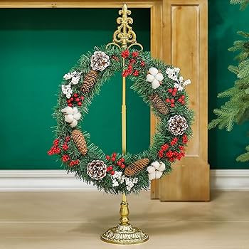 Wreath Stands for Display, Metal Wreath Holder Stand, Standing Wreath Hanger with Wrought Iron Ba... | Amazon (US)