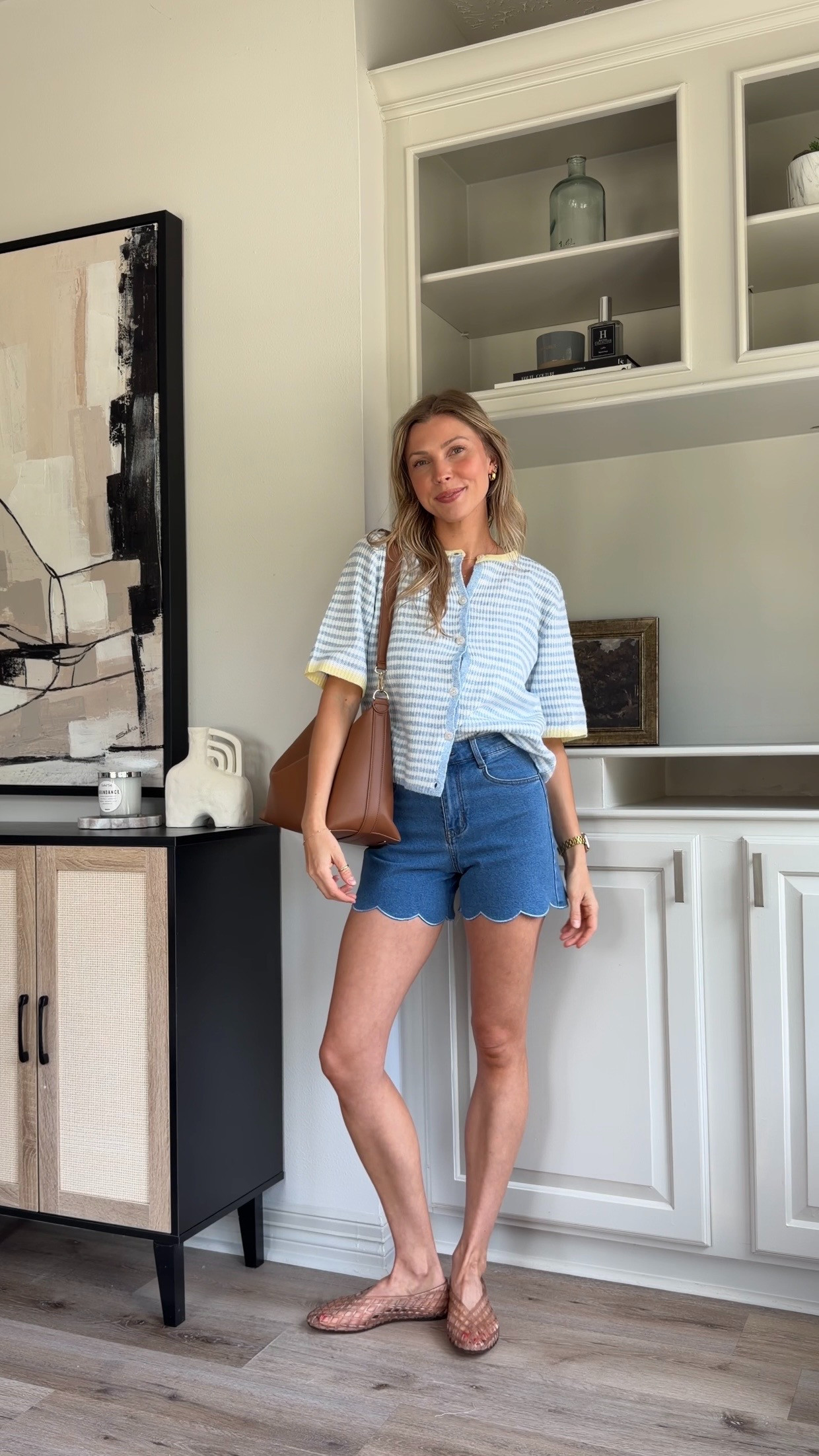 Comfy, put together mom summer outfit | S in cardigan + size 2 in shorts 

 #LTKootd #LTKmomlife