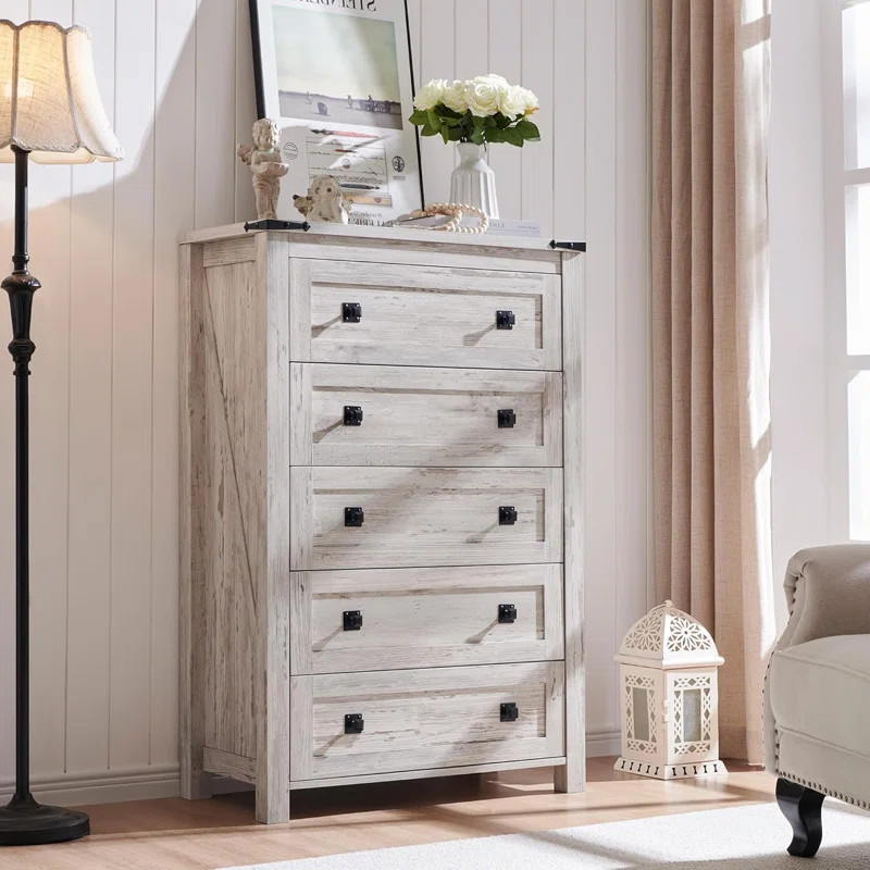 Grantville Farmhouse 5 - Drawers Dresser Organizer, Rustic Tall Chest of Drawers for Bedroom | Wayfair North America