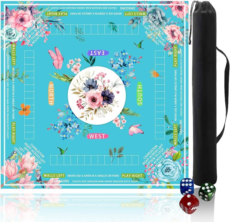 mahjong mat for table with Drawstring Bag/31.5Inch/american mahjong table cloth with rules mats,N... | Amazon (US)