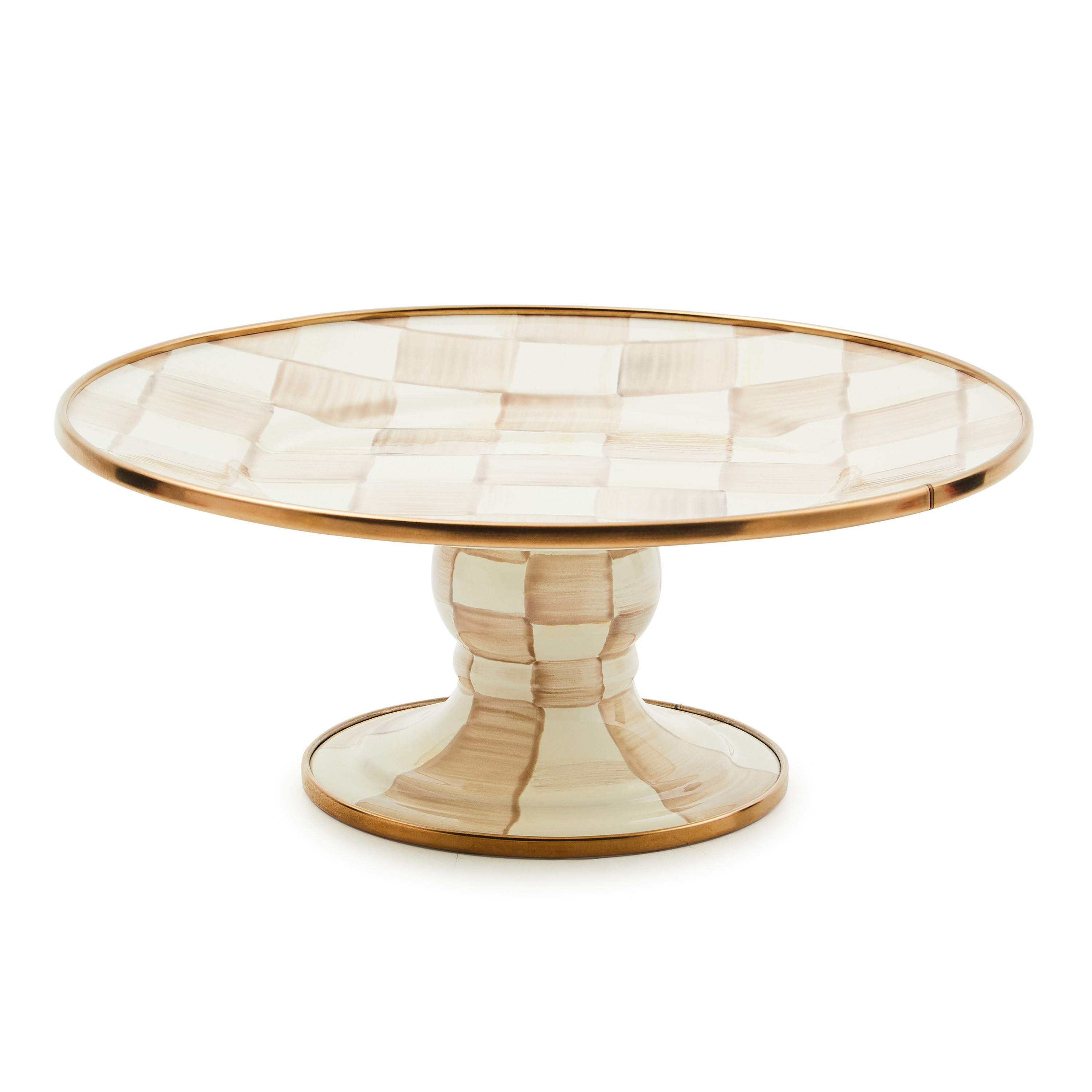 MacKenzie-Childs Mocha Check Mini Pedestal Platter | MacKenzie-Childs