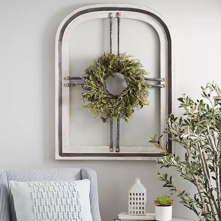 White Cain Wood Arch with Wreath | Kirkland's Home