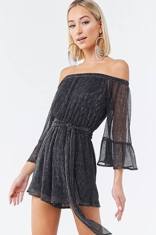 Metallic Off-the-Shoulder Romper | Forever 21 (US)