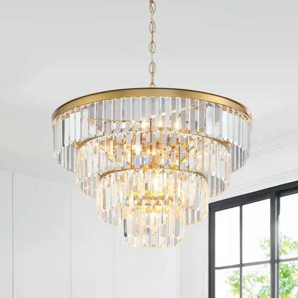 Niyat D23" Gold 6 - Light Dimmable Crystal Tiered Chandelier | Wayfair North America