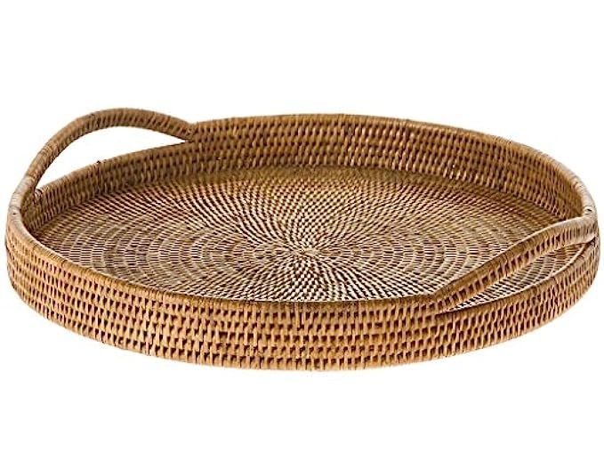 KOUBOO La Jolla Rattan Round Serving Tray, Honey Brown | Amazon (US)