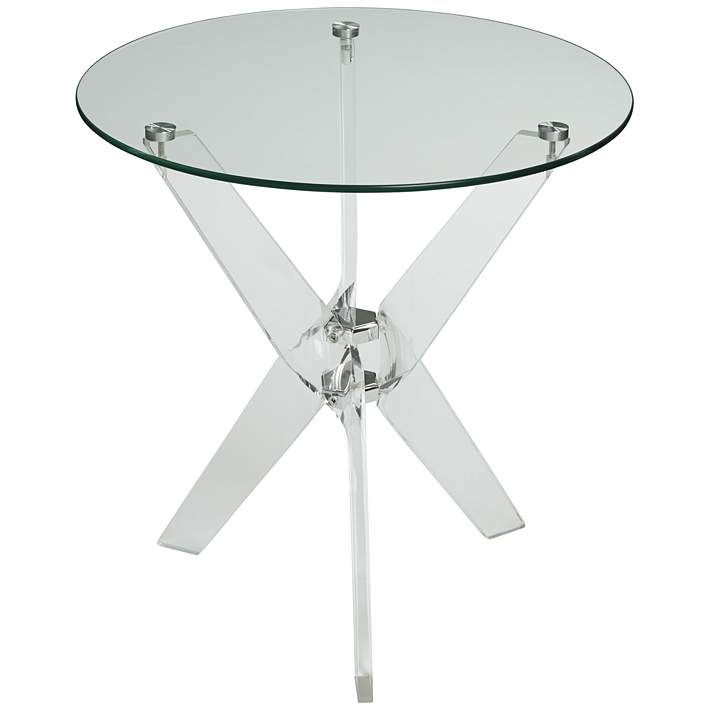 Cindy 22" Wide Acrylic and Glass Round Accent Table | LampsPlus.com