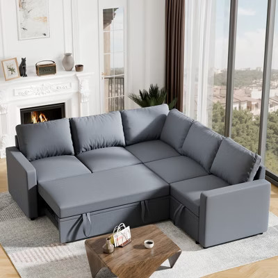 SEVOBAL Sectional Sofas L Shaped Sectional Couch Convertible Sectional Sofa with Chaise Couches for Living Room Apartment, Black, 55"*83"*33" | Target