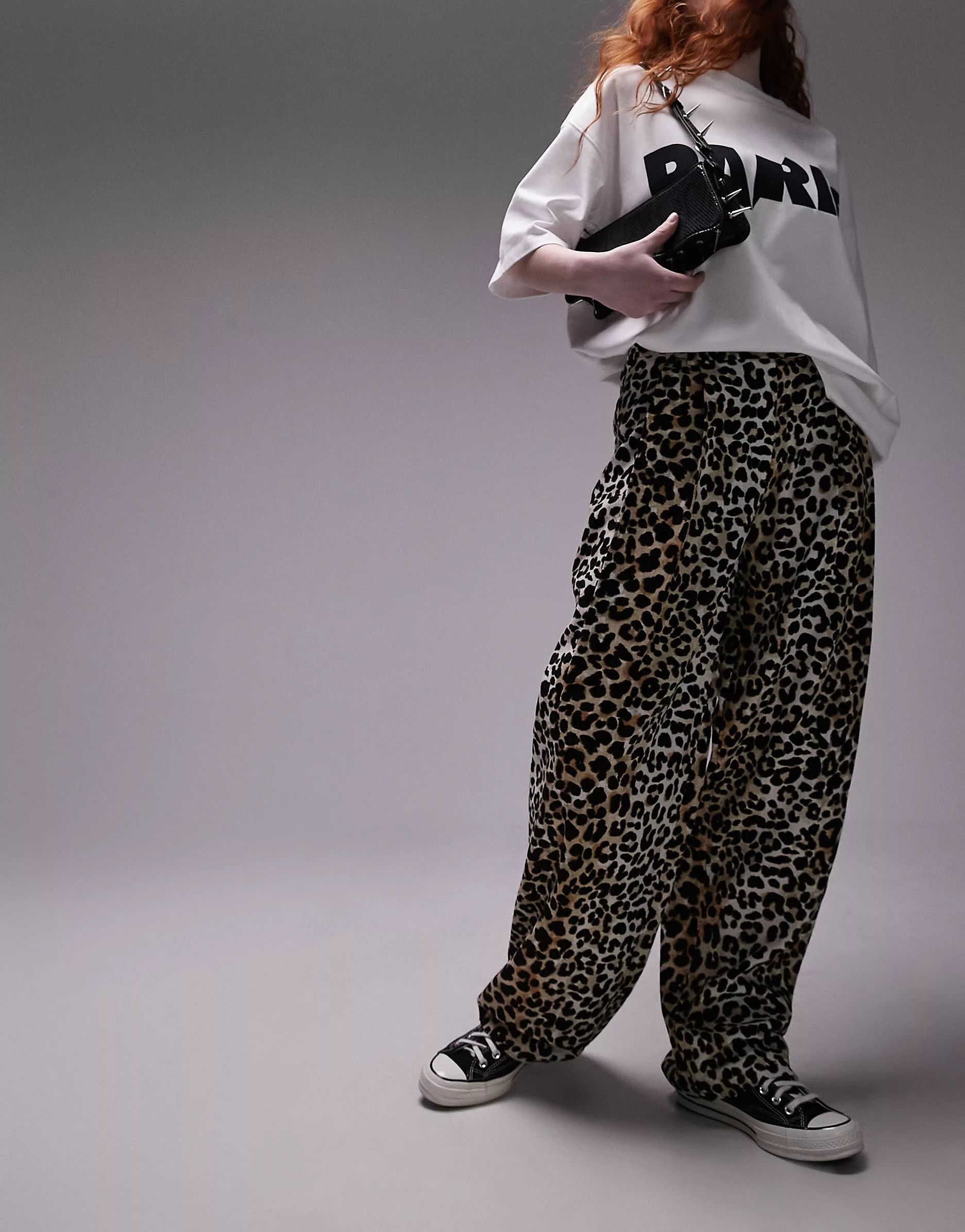 Topshop leopard print linen pleated wide leg trouser in multi | ASOS (Global)