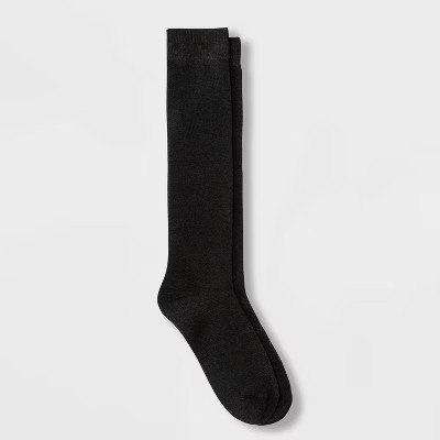 Women's Solid Knee High Socks - Black 4-10 | Target