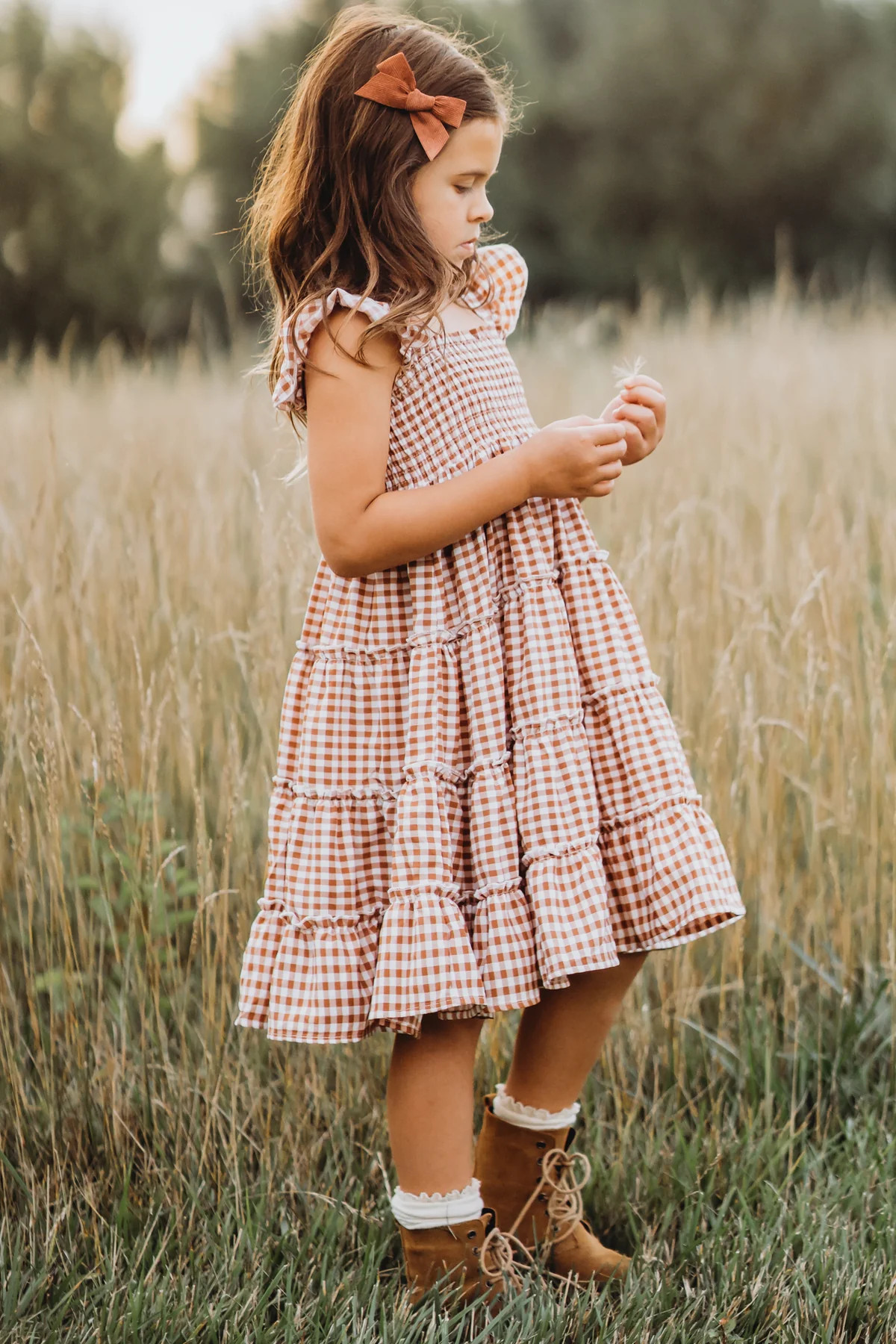 Pia Dress (brown gingham) | INDIE BLUE