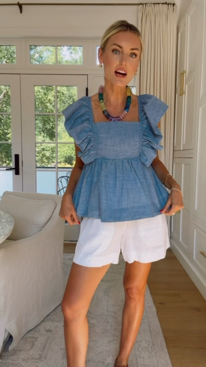 I love the ruffle details on this top 😍 so many accessories you could pair with this! Wearing XS.

Loverly Grey, Walmart find, Walmart fashion, chambray top, white linen shorts, Quince, summer fashion, summer outfit ideas

#LTKootd #LTKSeasonal