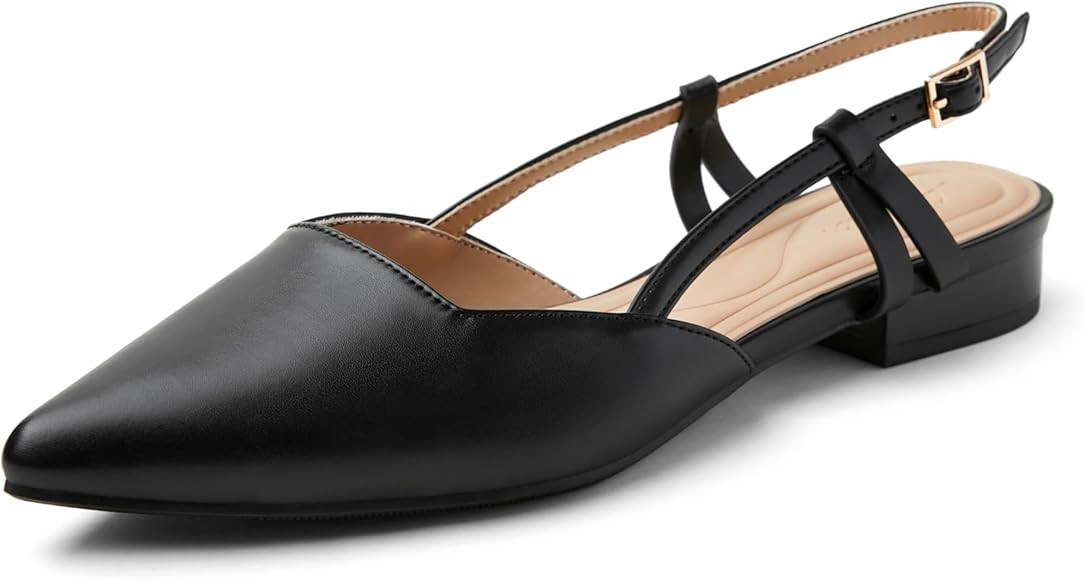 Arromic Slingback Flats for Women Pointed Toe Women's Flats Square Topline Slip On for Fashion Dr... | Amazon (US)