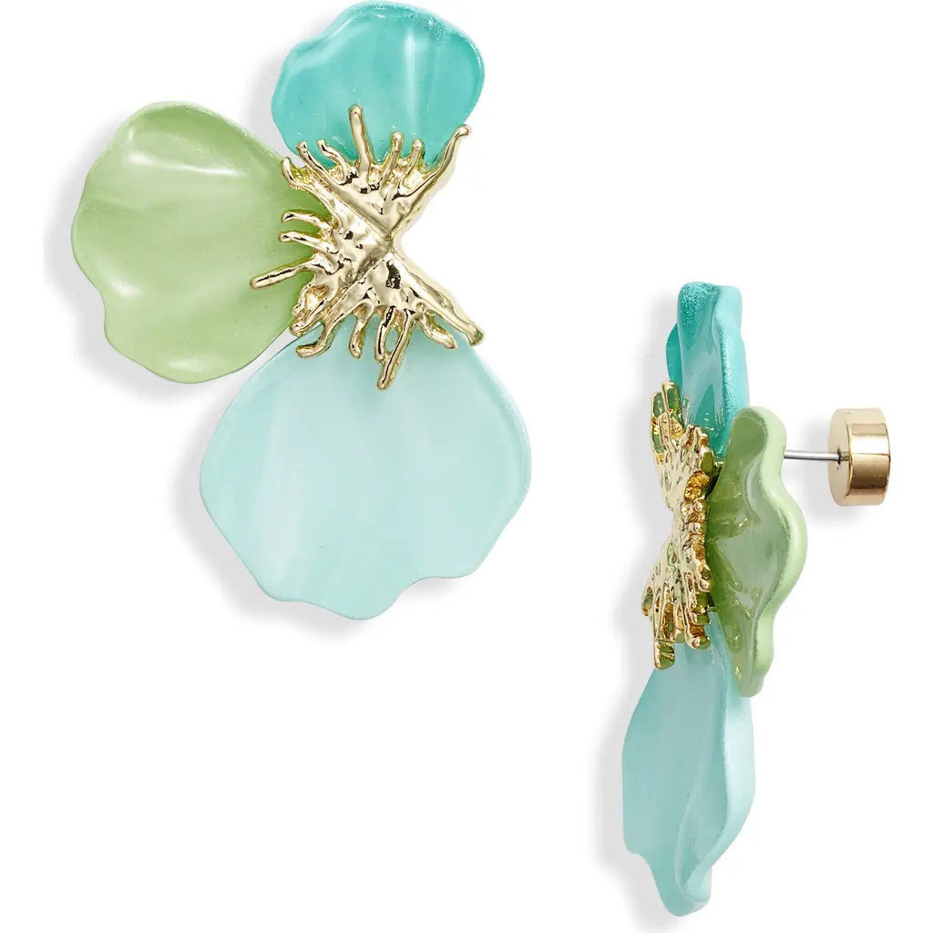 Nordstrom Flower Petal Enamel Earrings in Blue Multi- Gold at Nordstrom | Nordstrom