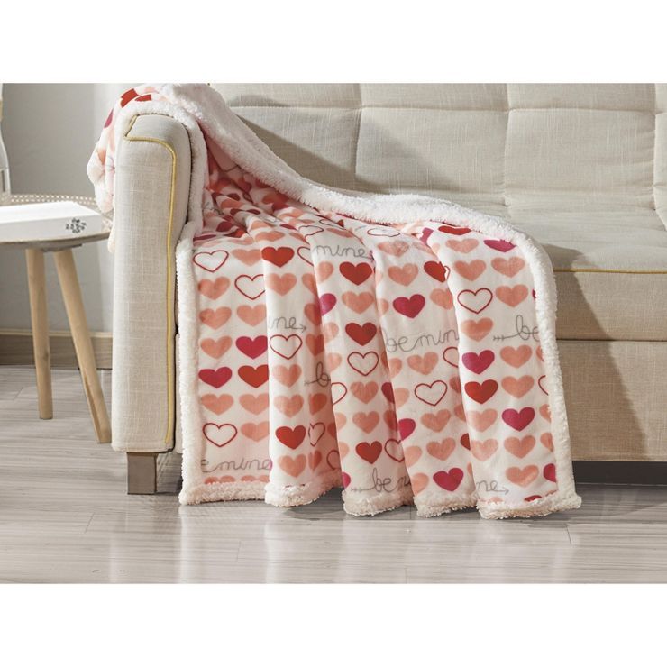 Sheradian Valentines Day Ultra Warm and Comfy Sherpa Lined Reversible Throw Blanket 50"x 60" | Target