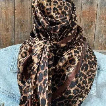 35X35" Brown Leopard Wild Rag/Scarf | Emma Lou's Boutique