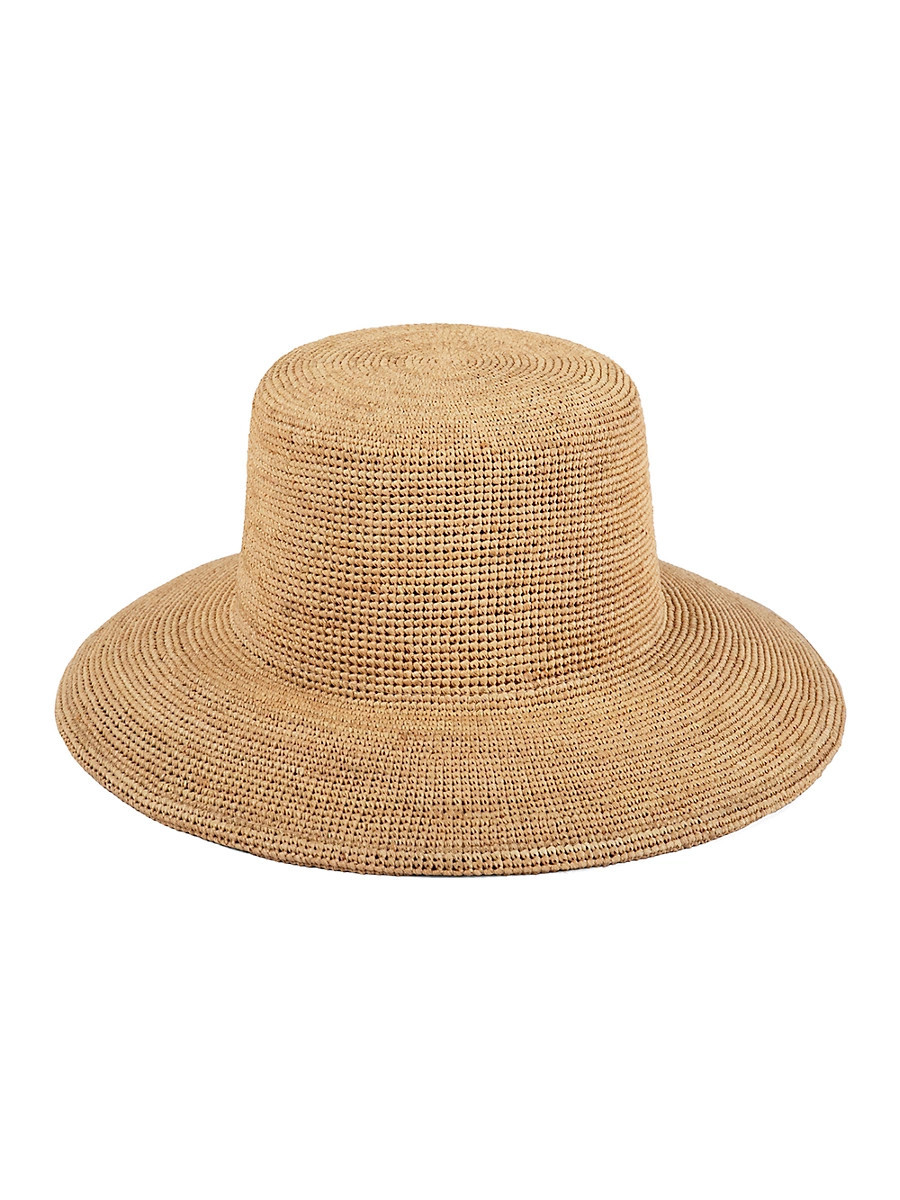 Women's Wide-Brimmed Raffia Straw Bucket Hat - Natural - Size Small | Saks Fifth Avenue