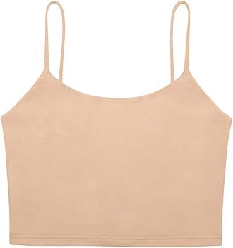 REORIA Women’s Sexy Adjustable Spaghetti Strap Double Lined Seamless Camisole Tank Yoga Crop To... | Amazon (US)