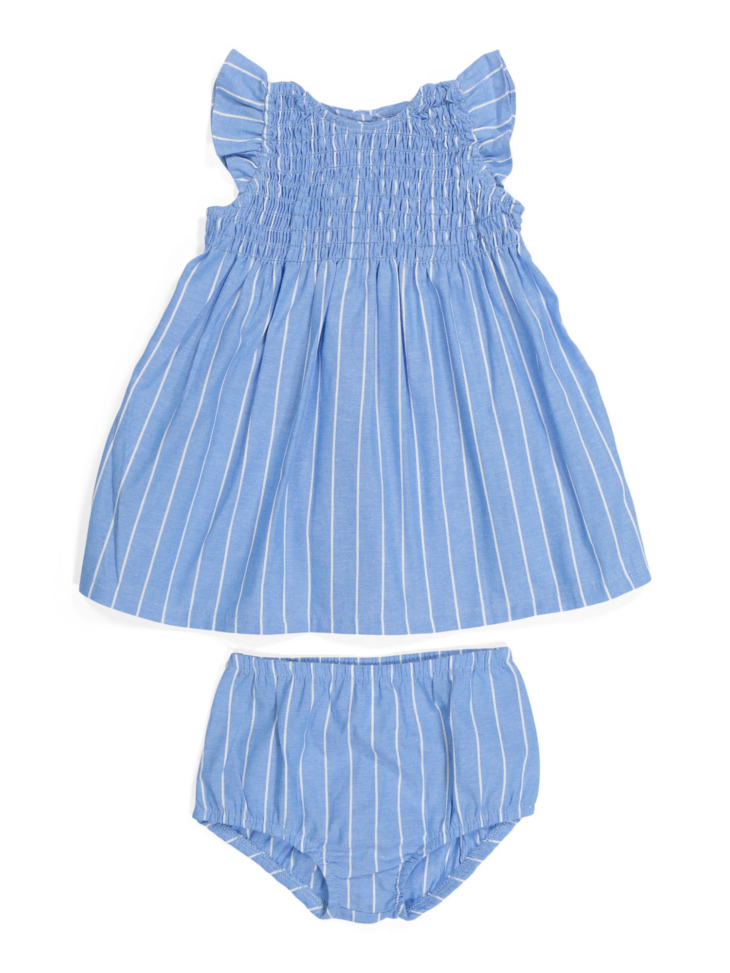 Infant Girls Flutter Sleeve Striped Dress | TJ Maxx