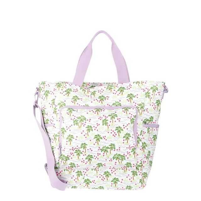 No Boundaries Beach Cooler Tote Bag, White Palm, Women’s | Walmart (US)