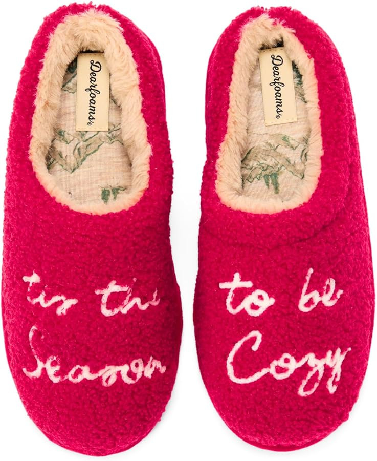 Dearfoams womens Holiday Christmas Gift Fuzzy Cozy Sherpa Novelty House Shoe Slipper | Amazon (US)