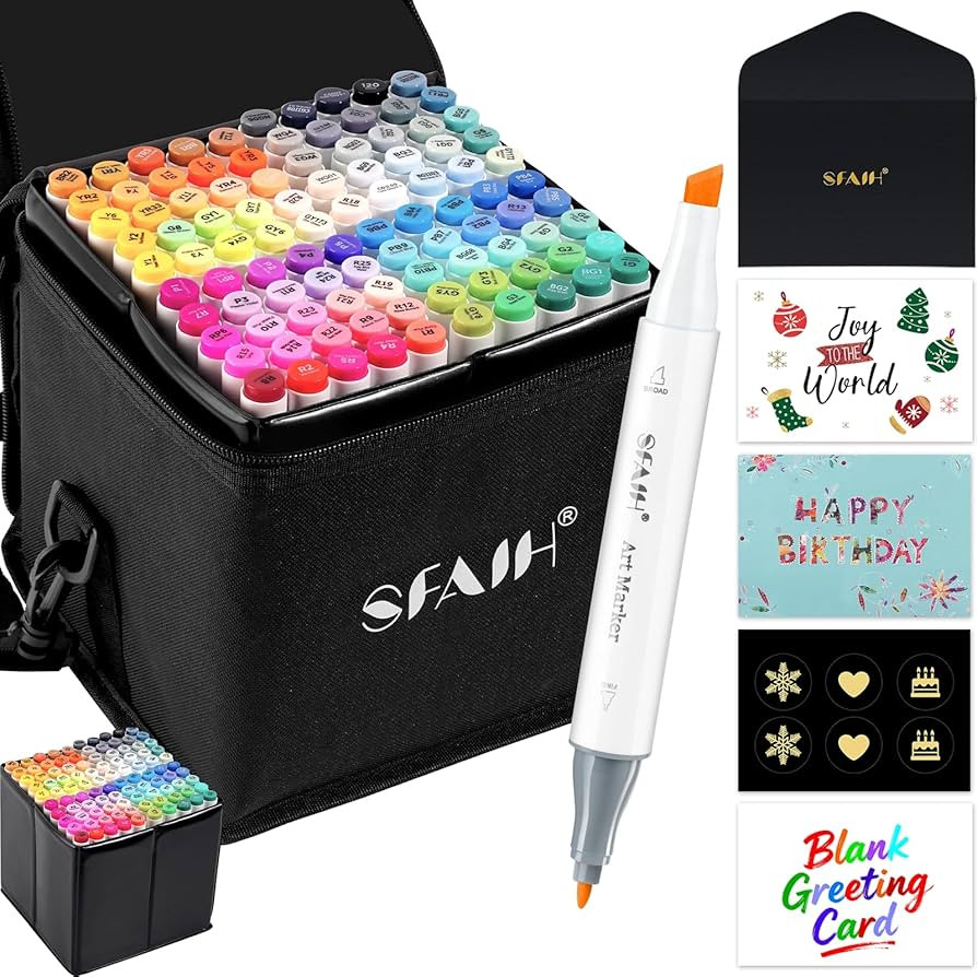 SFAIH Alcohol Markers Fine & Chisel - 101 Colors Double Tipped Art Markers for Adult Coloring Ske... | Amazon (US)