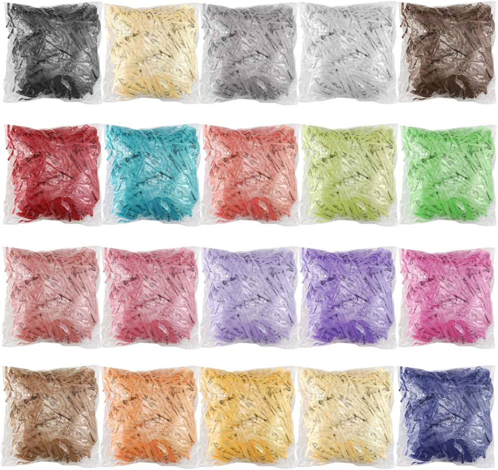 Twdrer 20Pack 14oz/400g Multicolored Raffia Paper Crinkle Confetti Shredded Shreds for Tissue Pap... | Amazon (US)
