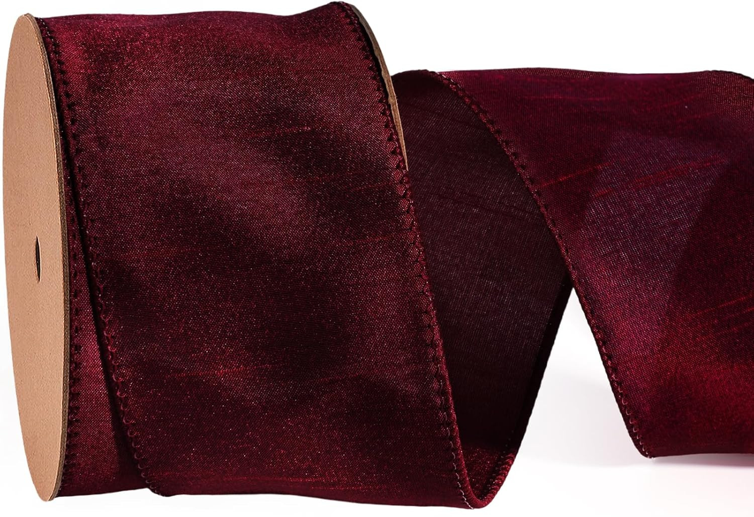 LaRibbons Burgundy Ribbon Wired Christmas Dupioni, 2.5" x 10 Yards | Amazon (US)