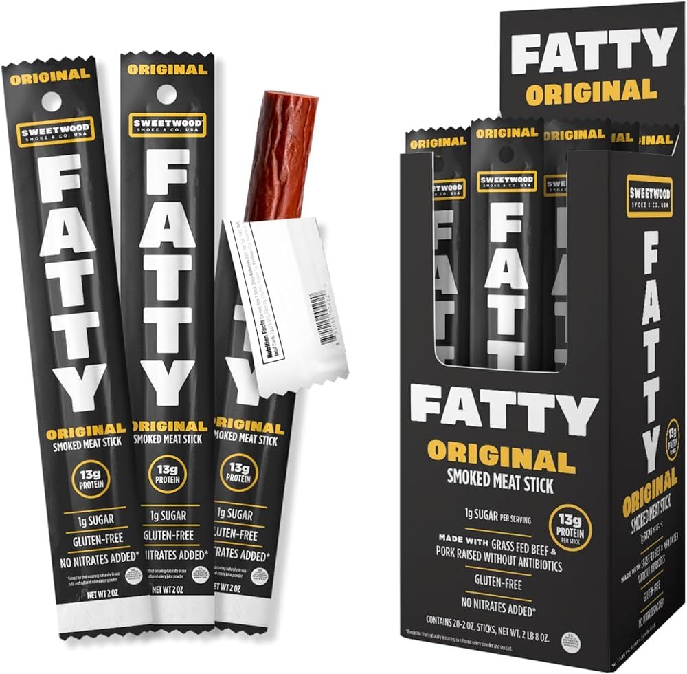 FATTY Meat Sticks, Grass-Fed Beef, High Protein Snack, Camping, Sports, Road Trip, Low Carb, Glut... | Amazon (US)
