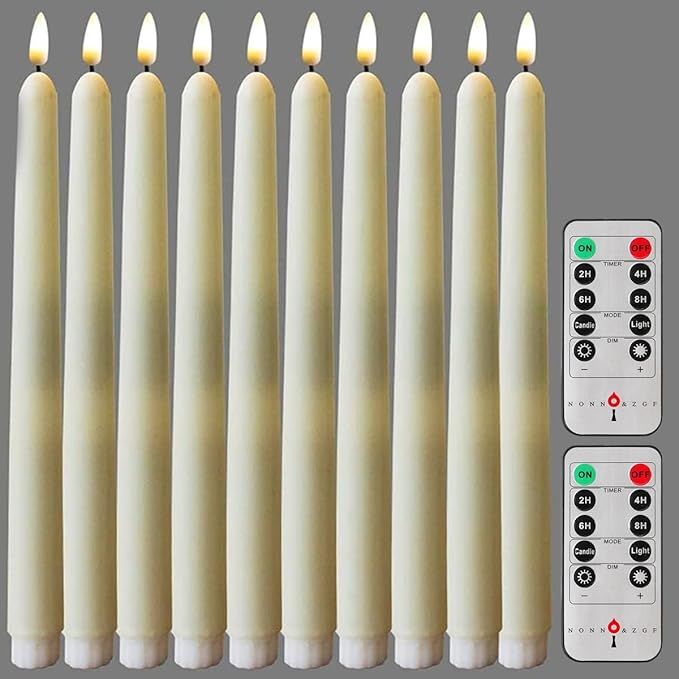 10Pack Flameless Taper Candles, Ivory WAX Coverd, 11-Inch, LED Battery Flickering Candle with 2 R... | Amazon (US)