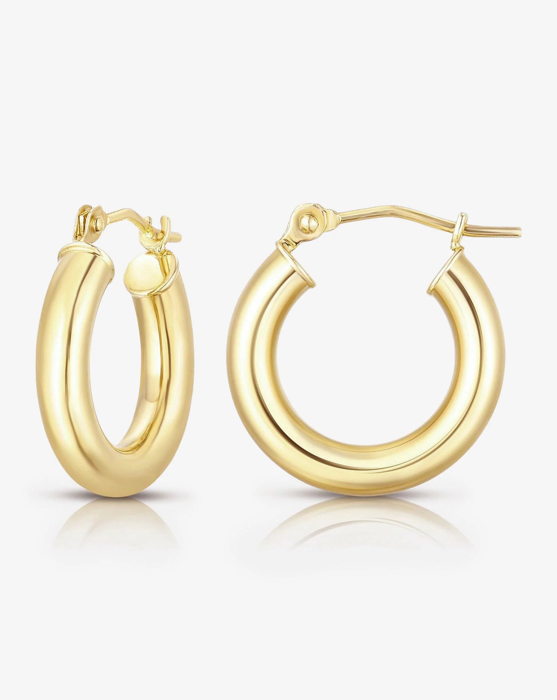 3 mm Gold Tube Hoops | Ring Concierge