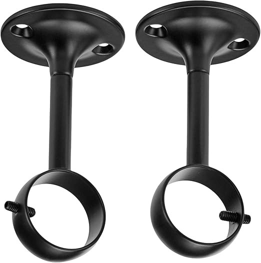 Amazon Basics Curtain Rod Ceiling-Mount Bracket, Set of 2, Black, 4-Pack | Amazon (US)