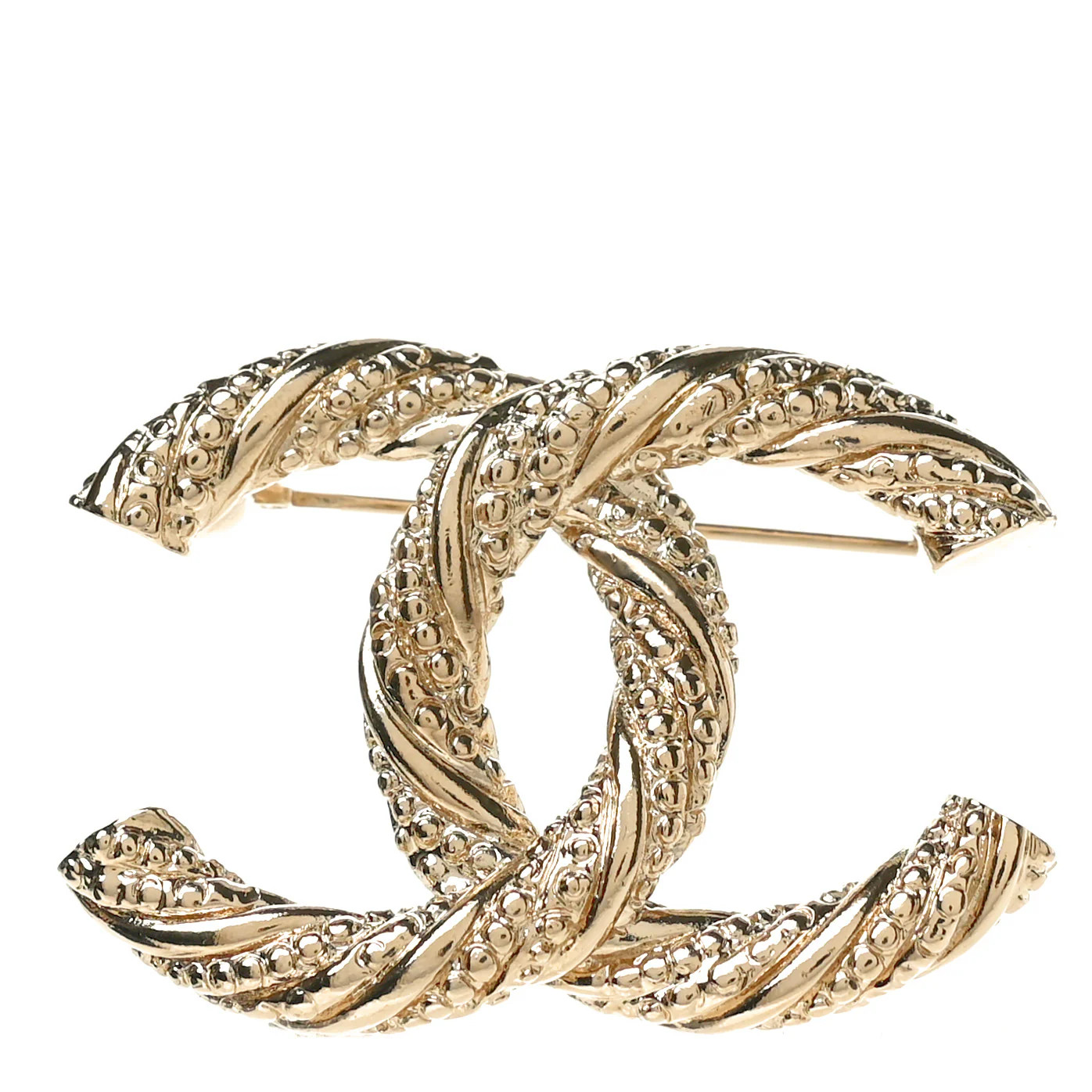 Twisted CC Brooch Light Gold | FASHIONPHILE (US)