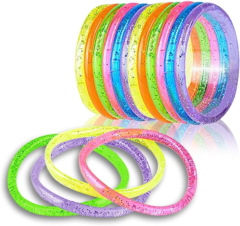 ArtCreativity 6” Liquid Glitter Bracelets - Pack of 12 - Assorted Bright Neon Colors - Fashiona... | Amazon (US)