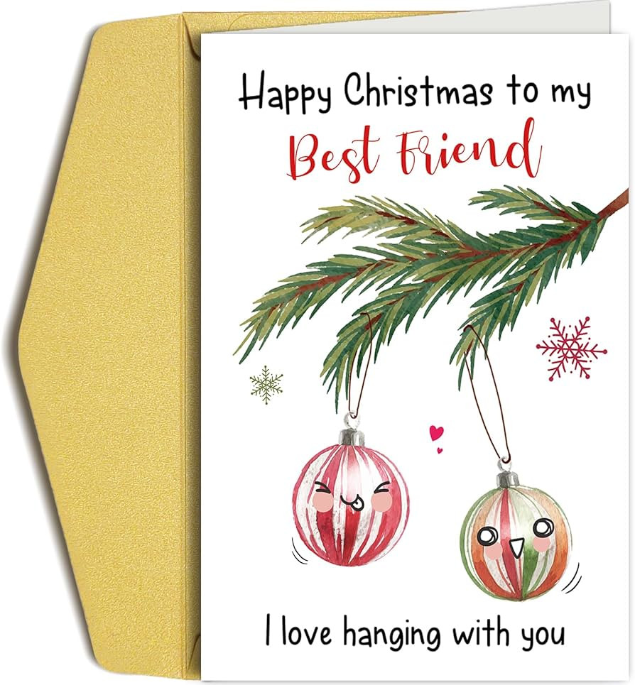 Oamiolek Best Friend Christmas Card, Punny Christmas Card for Him Her, Merry Christmas Card for F... | Amazon (US)