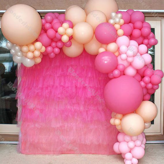 158pcs Matte Hot Pink Balloon Garland DIY Wedding Decoration Baby Pink Cream Peach Brown White Ba... | Etsy (US)