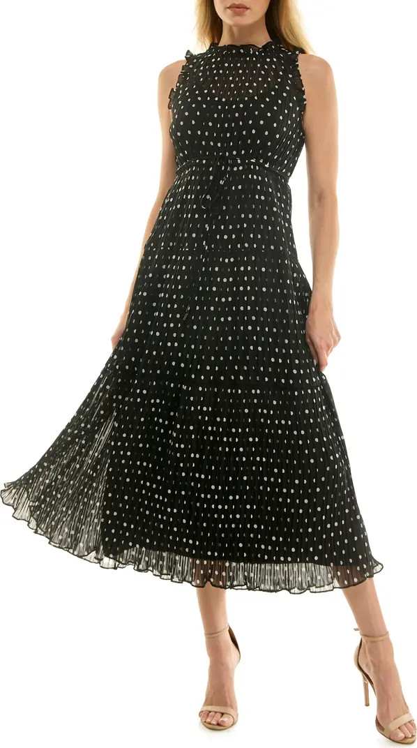 Polka Dot Sleeveless Pleated Chiffon Dress | Nordstrom