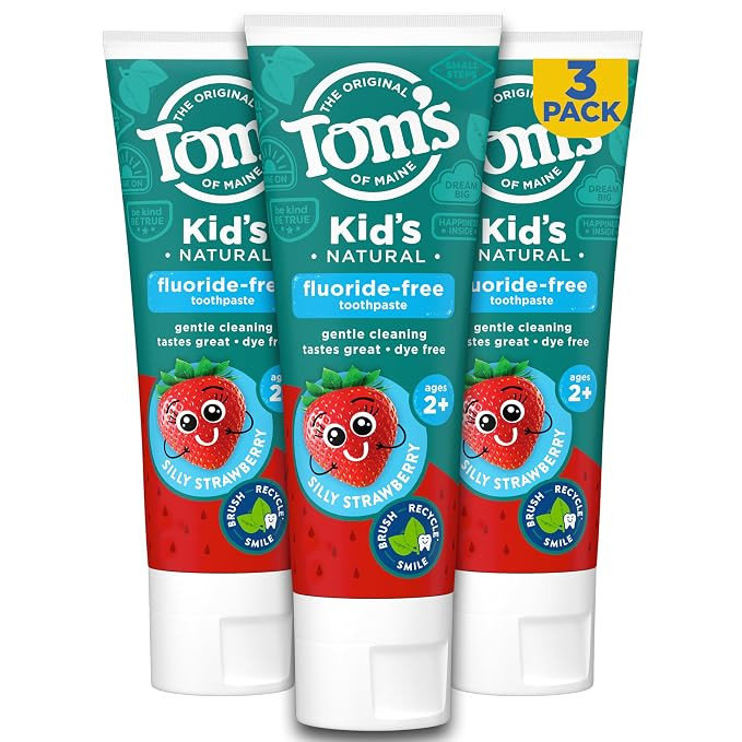 Tom's of Maine Natural Kid's Fluoride Free Toothpaste, Ages 2+, Silly Strawberry, 5.1 oz. 3-Pack ... | Amazon (US)