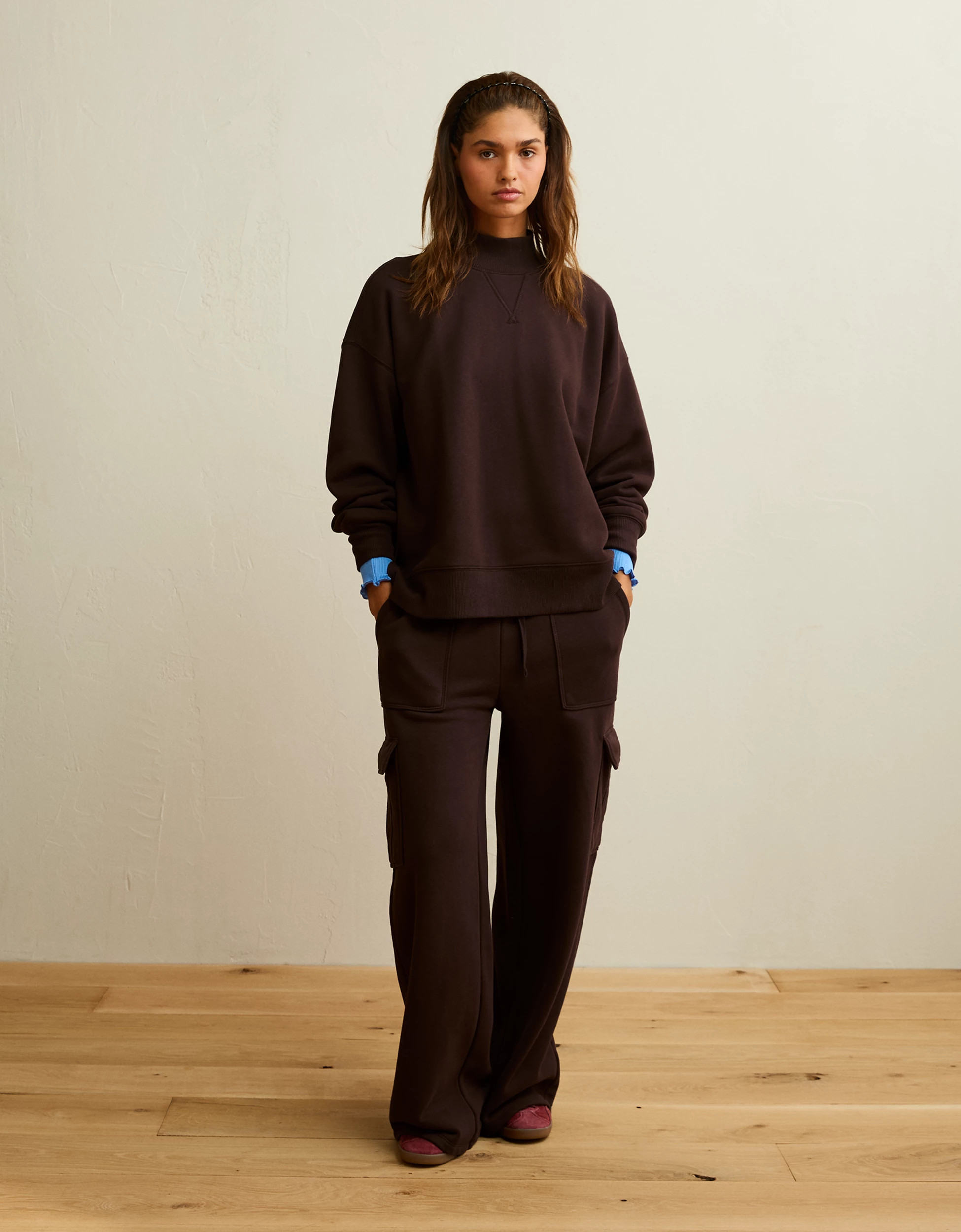 AE Everyday Luxe Mock Neck Sweatshirt | American Eagle Outfitters (US & CA)