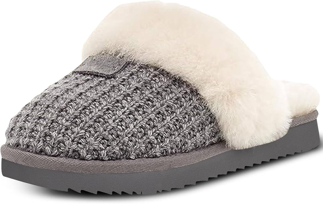 Cozy Knit Slippers for Women Shearling Womens Slippers Warm House Shoes Premium Quality Winter Ho... | Amazon (US)