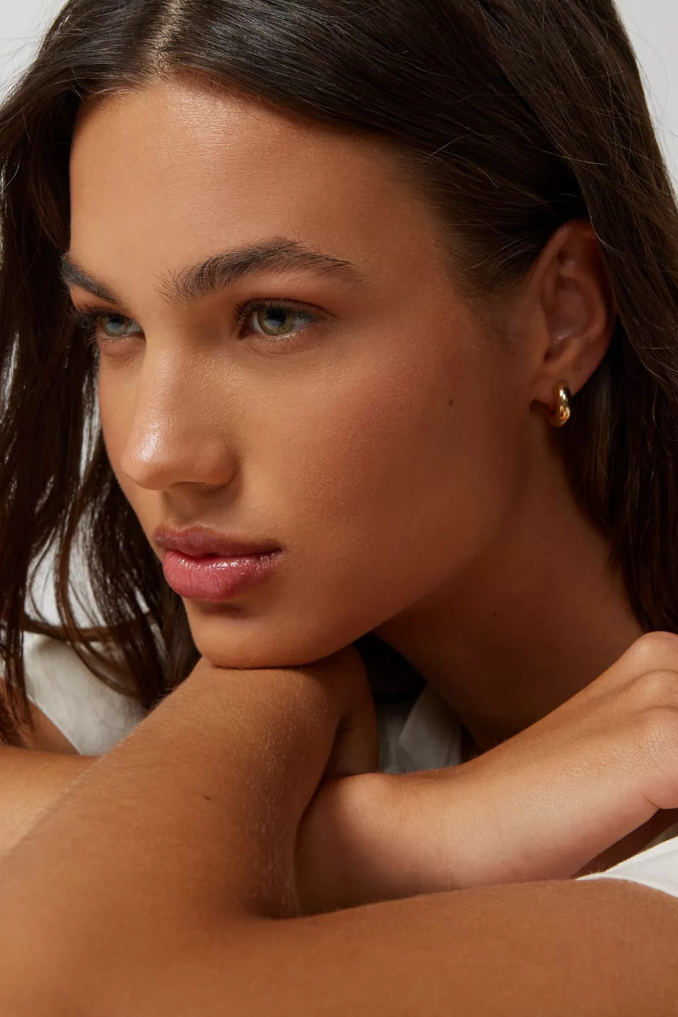 14k Gold &  White Gold Plated Chunky Hoop Earring | Urban Outfitters (US and RoW)