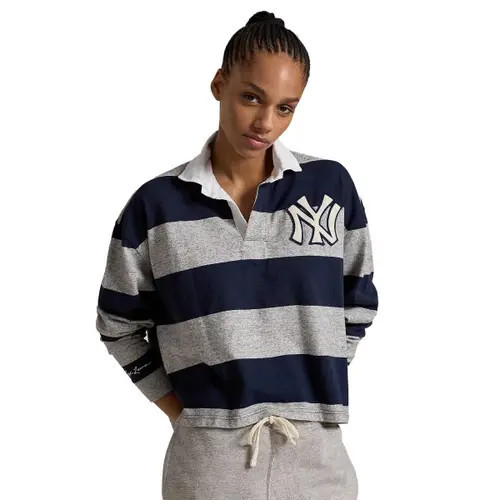 Women's Polo Ralph Lauren Navy/Heather Gray New York Yankees Long Sleeve Rugby T-Shirt at Nordstrom, Size Large | Nordstrom