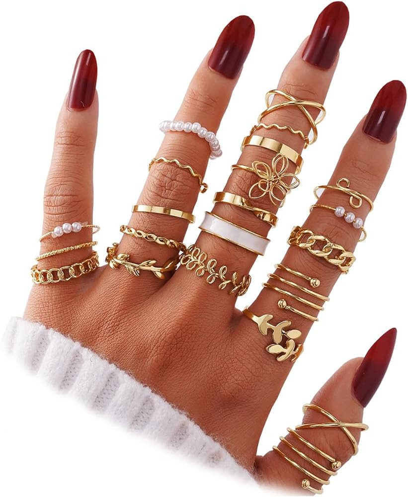 IFKM 51 Pcs Gold Knuckle Rings Set For Women Girls Vintage Stackable Joint Finger Midi Rings Dain... | Amazon (US)