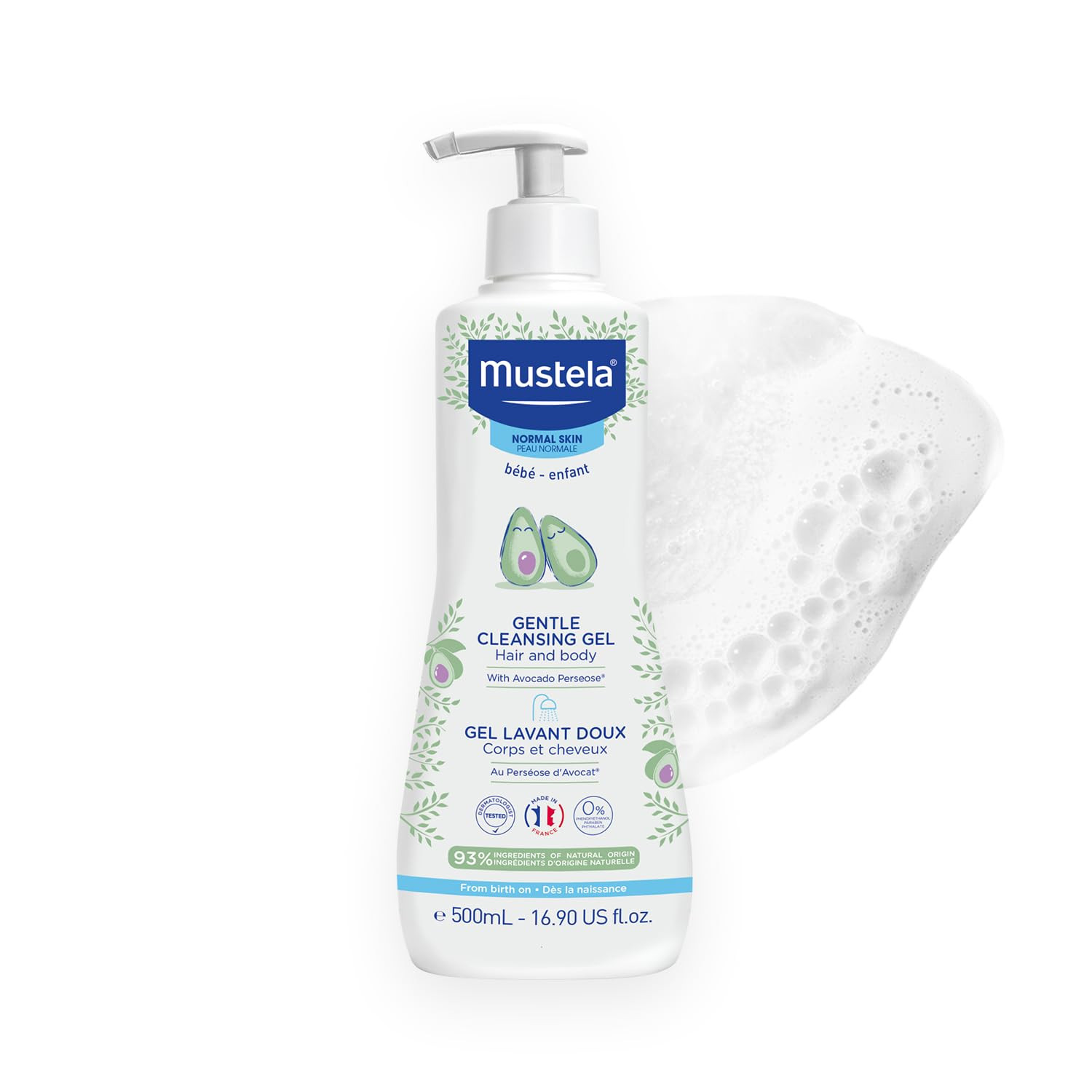 Mustela Gentle Cleansing Gel - Baby Wash for Delicate Skin and Hair - Newborn-Safe Cleanser - Made with with Natural Avocado Perseose - 1 or 2-Pack - Various Sizes | Amazon (US)