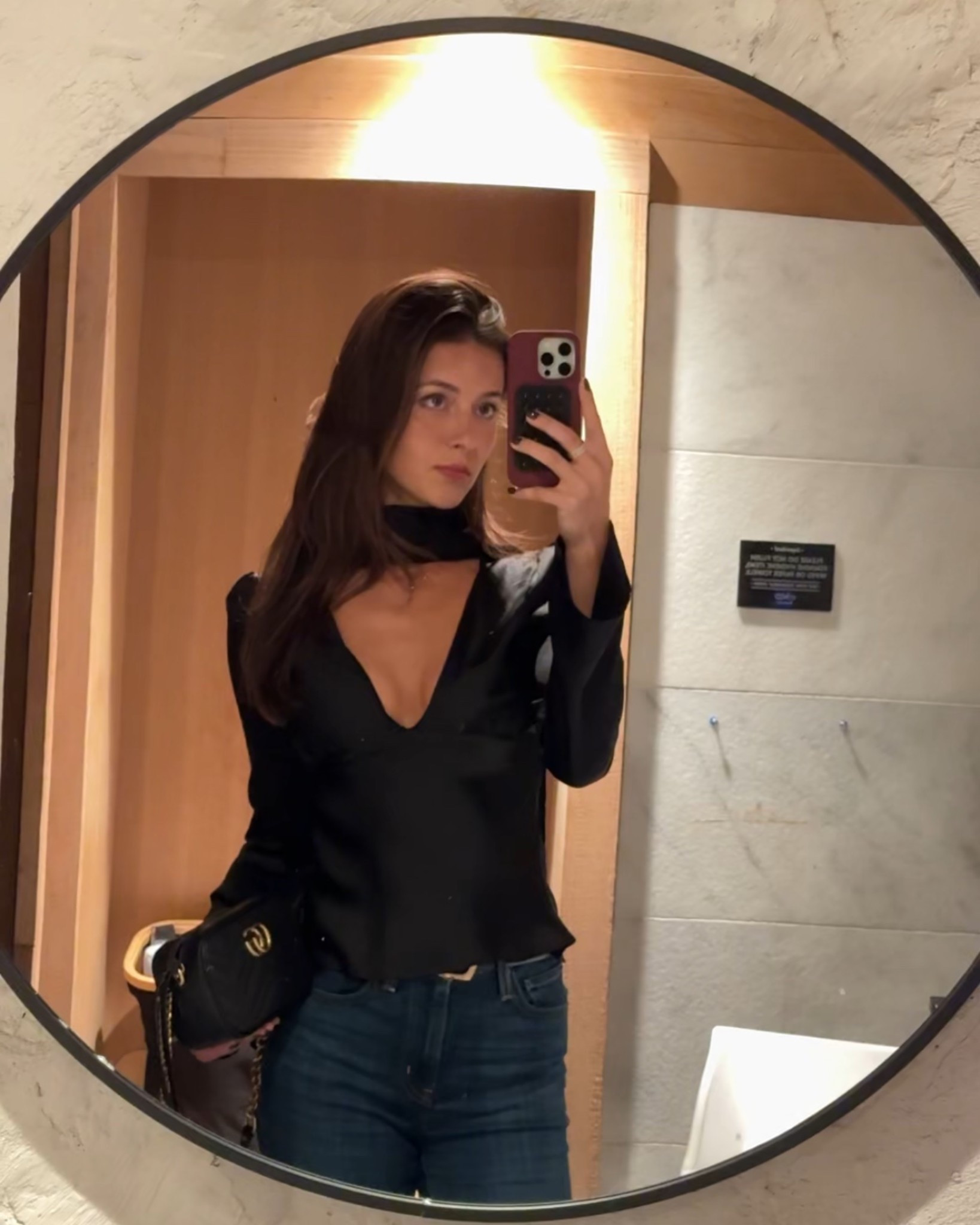 Classy going out or date night outfit for fall & winter. Dress up with heels and a leather jacket. Top is from Zara which I can’t link  