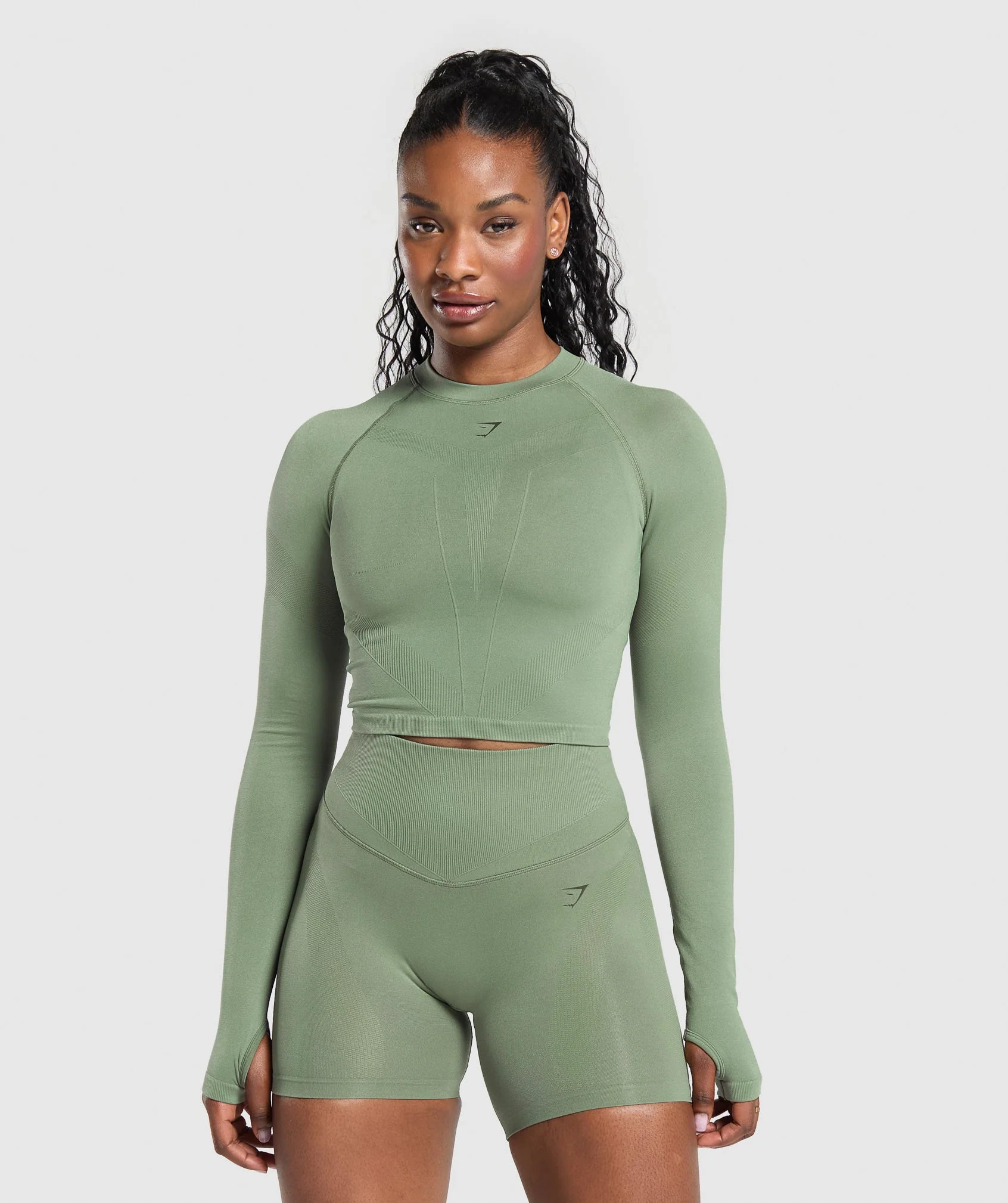 Gymshark Activate Long Sleeve Top - Force Green | Gymshark CA