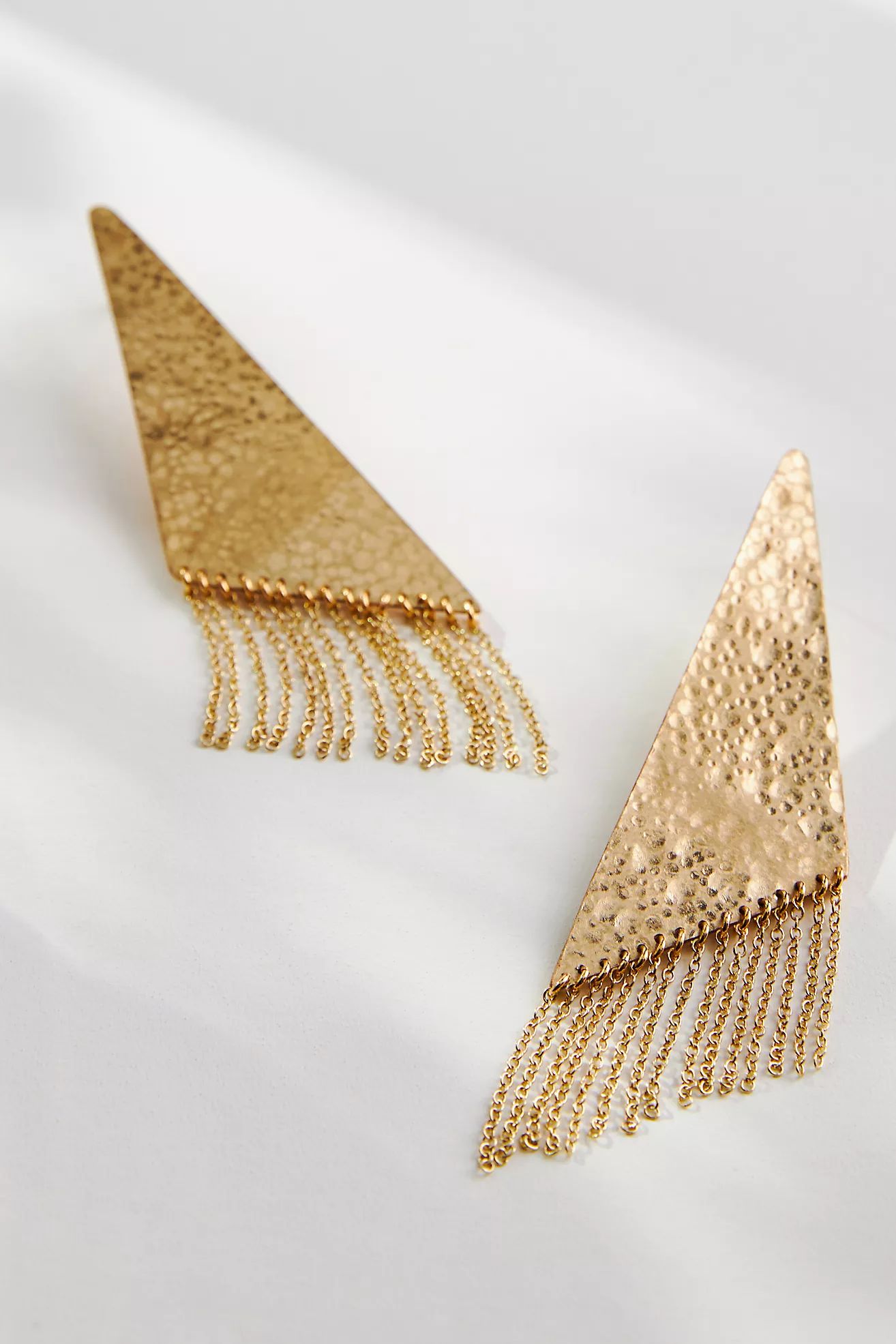 Hammered Triangle Chain Fringe Earrings | Anthropologie (US)