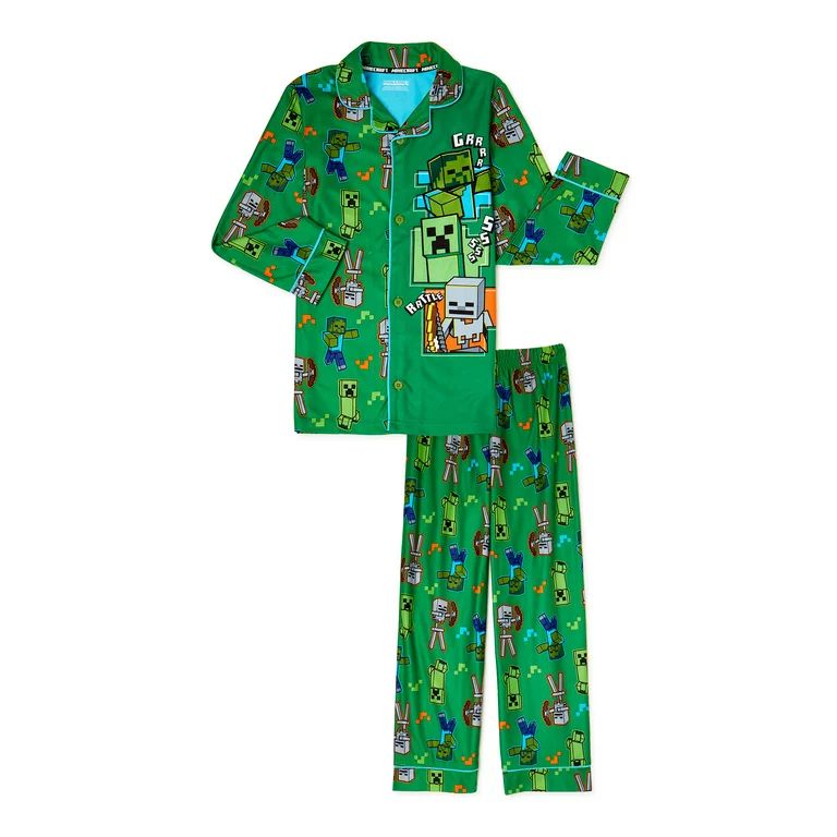 Minecraft Boys' Long Sleeve Pajama Set, 2-Piece, Sizes 4-12 - Walmart.com | Walmart (US)