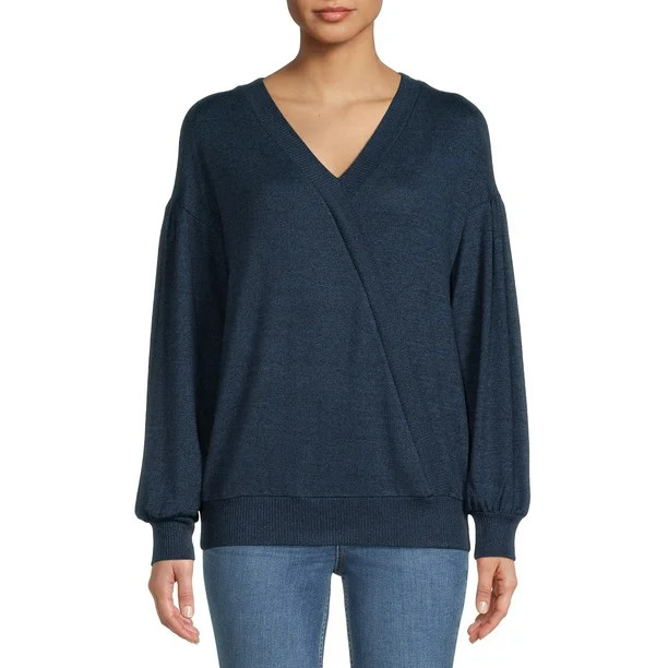 Time and Tru Women's Hacci Wrap Top - Walmart.com | Walmart (US)